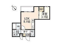 MOVE西原WEST 3階1LDKの間取り