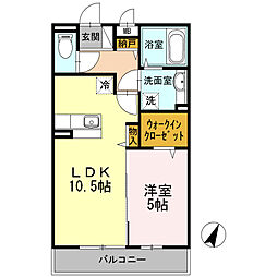 ルミウス・Ｎ 2階1LDKの間取り