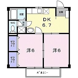 ファミール安東 2階2DKの間取り