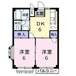 エルディム金山 2階2DKの間取り