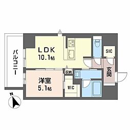 ラヴェール横川 3階1LDKの間取り