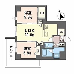 ラヴェール横川 8階2LDKの間取り