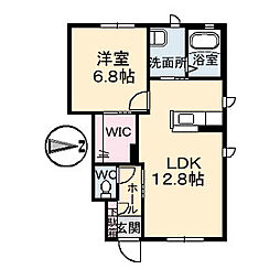 ゼピュロス　Ｂ棟 1階1LDKの間取り