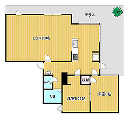 ベルエール牛田 1階2LDKの間取り