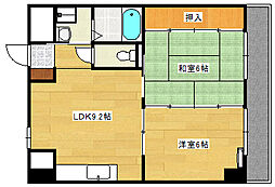 フレア21三滝 8階2LDKの間取り