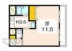 メゾンド楠木第2山田ビル 3階1Kの間取り