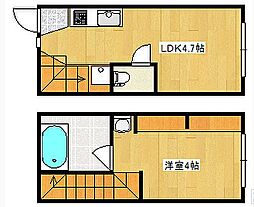 本浦コーポラスI 1階1LDKの間取り