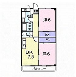 りべらる 2DKの間取図画像