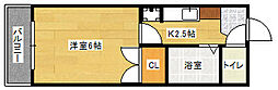 リバーパレス牛田新町 1Kの間取図画像