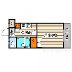 リバーパレス牛田新町 1Kの間取図画像