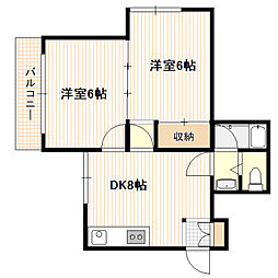 滝本ビル 2DKの間取図画像