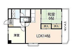 ベルビイ三篠 2LDKの間取図画像