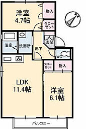 Y'sエミネンス 2LDKの間取図画像