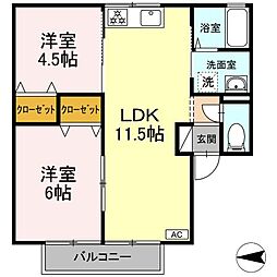 モンセジュール 2LDKの間取図画像