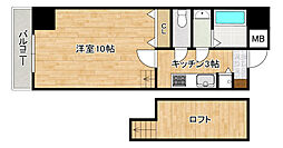 東雲パレス 1Kの間取図画像