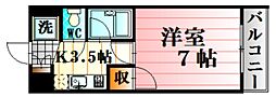 メイユール廣兼 1Kの間取図画像