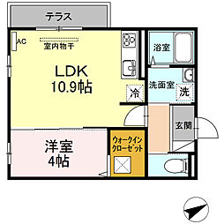 リヴェールC 1LDKの間取図画像