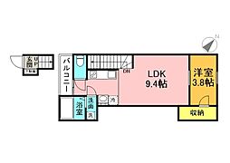 Pablo戸坂 A棟 1LDKの間取図画像