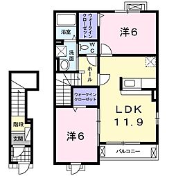 ウエストヒルズ2 2LDKの間取図画像