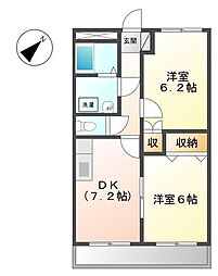 ジューエイハイツ 2DKの間取図画像