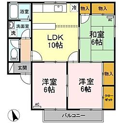 ファミールヒロB 3LDKの間取図画像