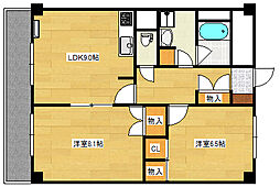 庚午北F2018ビル 2DKの間取図画像