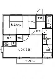 城前ハイツ 2LDKの間取図画像