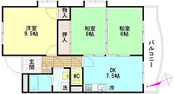 サンコーポ海田No.2 3DKの間取図画像