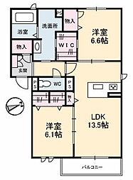 ラフィーネ祇園 2LDKの間取図画像