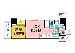 S-RESIDENCE観音公園aloria 1LDKの間取図画像