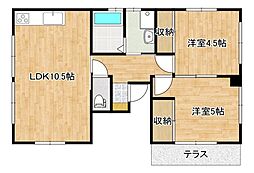 木原ビル 2LDKの間取図画像
