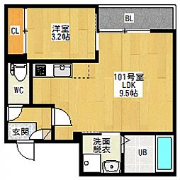 グランティックモンテキュール 1LDKの間取図画像