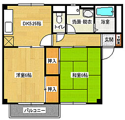 グリーンヒルズ 2DKの間取図画像
