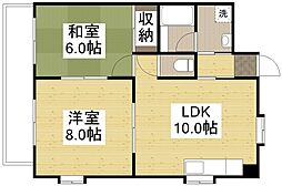 プーテゥジュール3番街 2LDKの間取図画像
