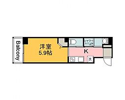 LEDOME府中 1Kの間取図画像