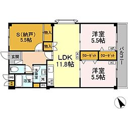 コンフォート緑井 2LDKの間取図画像