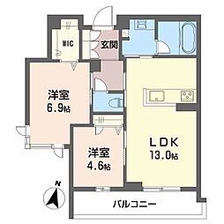 プライムフェルトII 2LDKの間取図画像