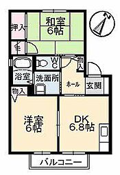 フレサリアA 2DKの間取図画像