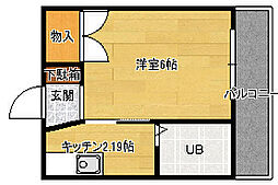 東雲ハイツ 1Kの間取図画像