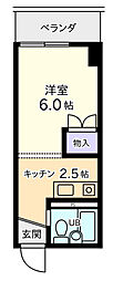 カーサ舟入 1Kの間取図画像