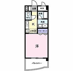 カーサデナカスジ 1Kの間取図画像