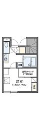 レオパレスオーブ 1Kの間取図画像