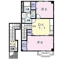 グランドールセレノB 2DKの間取図画像