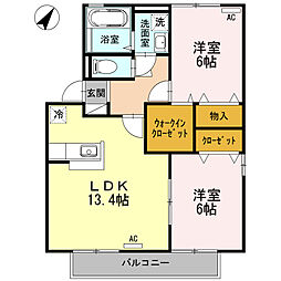 ルミエールB 2LDKの間取図画像