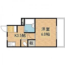 フルーレ矢野 1Kの間取図画像