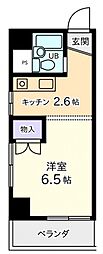 カーサ舟入 1Kの間取図画像