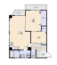 MEISIN楠木ビル 2LDKの間取図画像