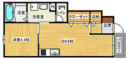 ハイツ海田稲荷町 1LDKの間取図画像