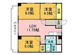 ユニテタワラ 3LDKの間取図画像