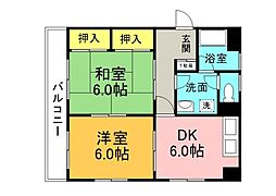 第三睦美荘ビル 2DKの間取図画像